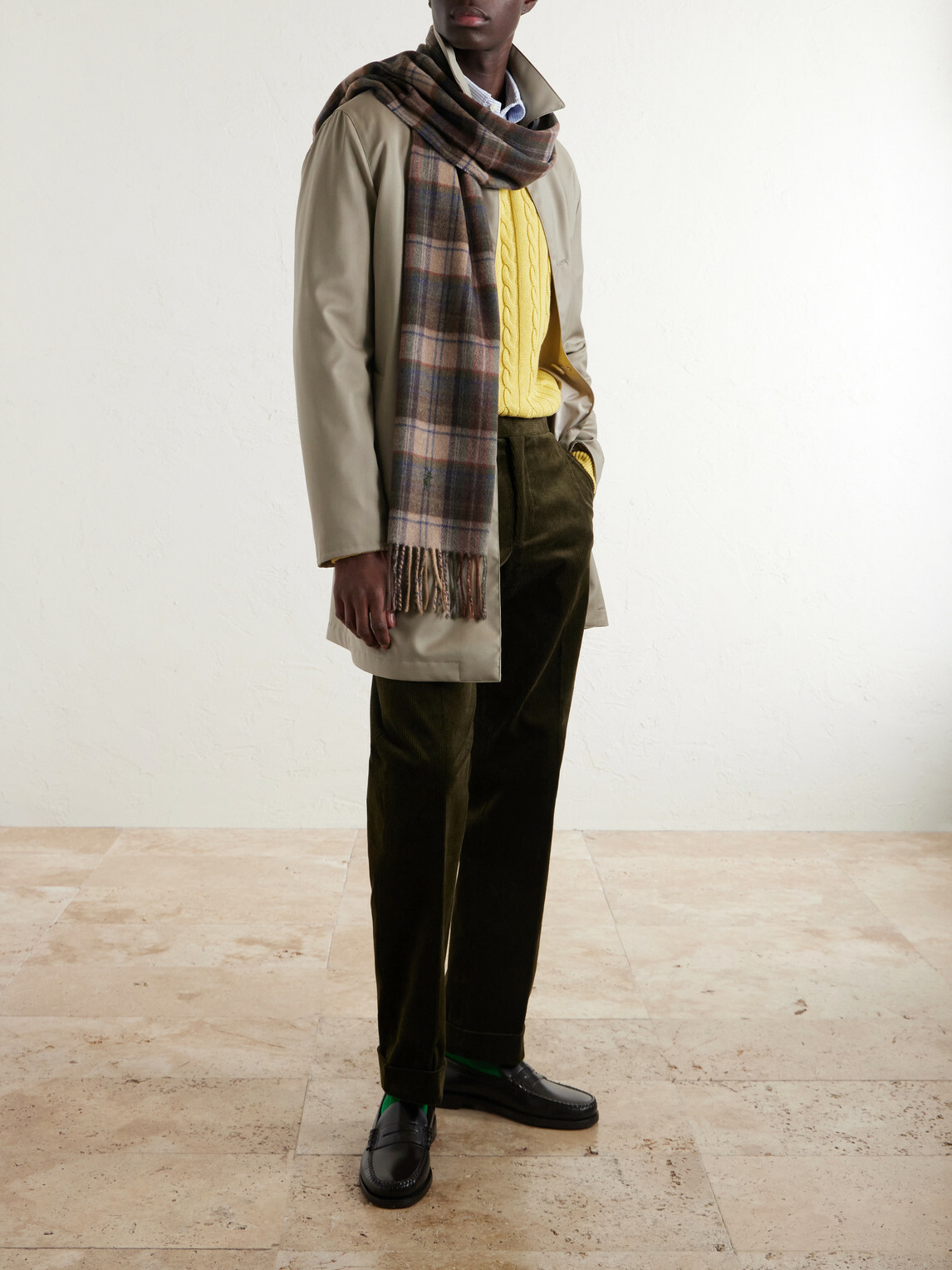 Polo Ralph Lauren - Fringed Logo-Embroidered Checked Recycled Cashmere and Wool-Blend Scarf