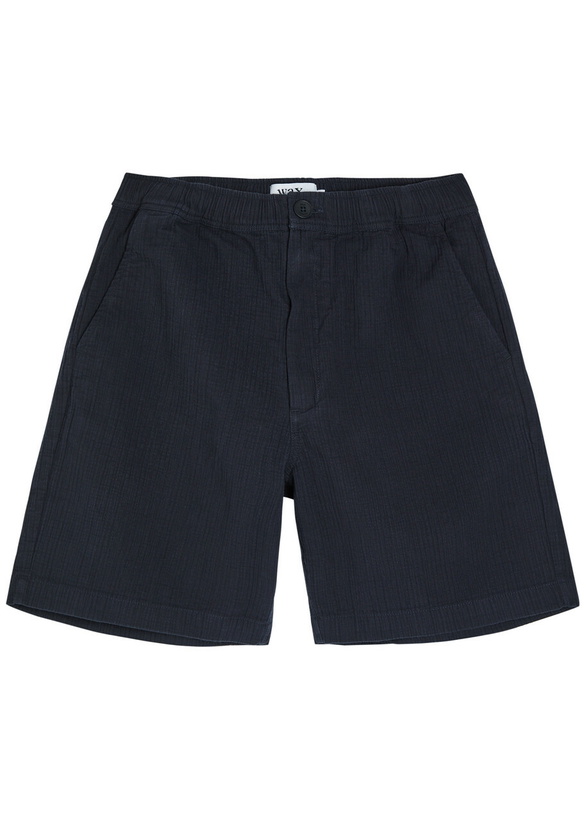 Photo: Wax London Kurt Crinkled Cotton and Linen-blend Shorts Navy