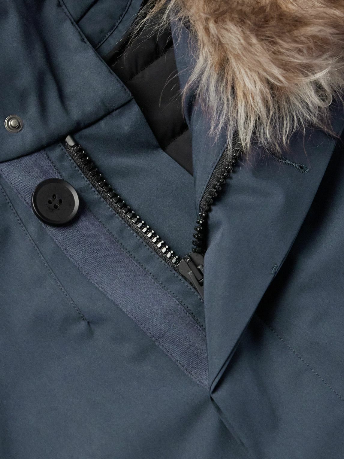 Yves Salomon - Iconic Shearling-Trimmed Padded Cotton-Blend Twill Down Parka - Blue