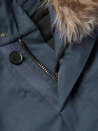 Yves Salomon - Iconic Shearling-Trimmed Padded Cotton-Blend Twill Down Parka - Blue