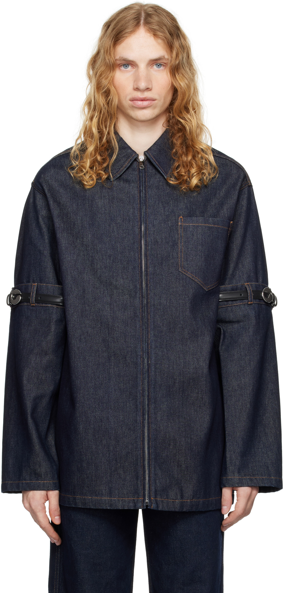 Coperni Navy Raw Hybrid Denim Overshirt