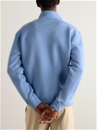 Maison Kitsuné - Logo-Appliquéd Cotton-Jersey Half-Zip Sweatshirt - Blue