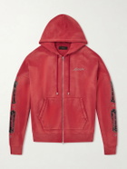 AMIRI - Studded Cotton-Jersey Zip-Up Hoodie - Red