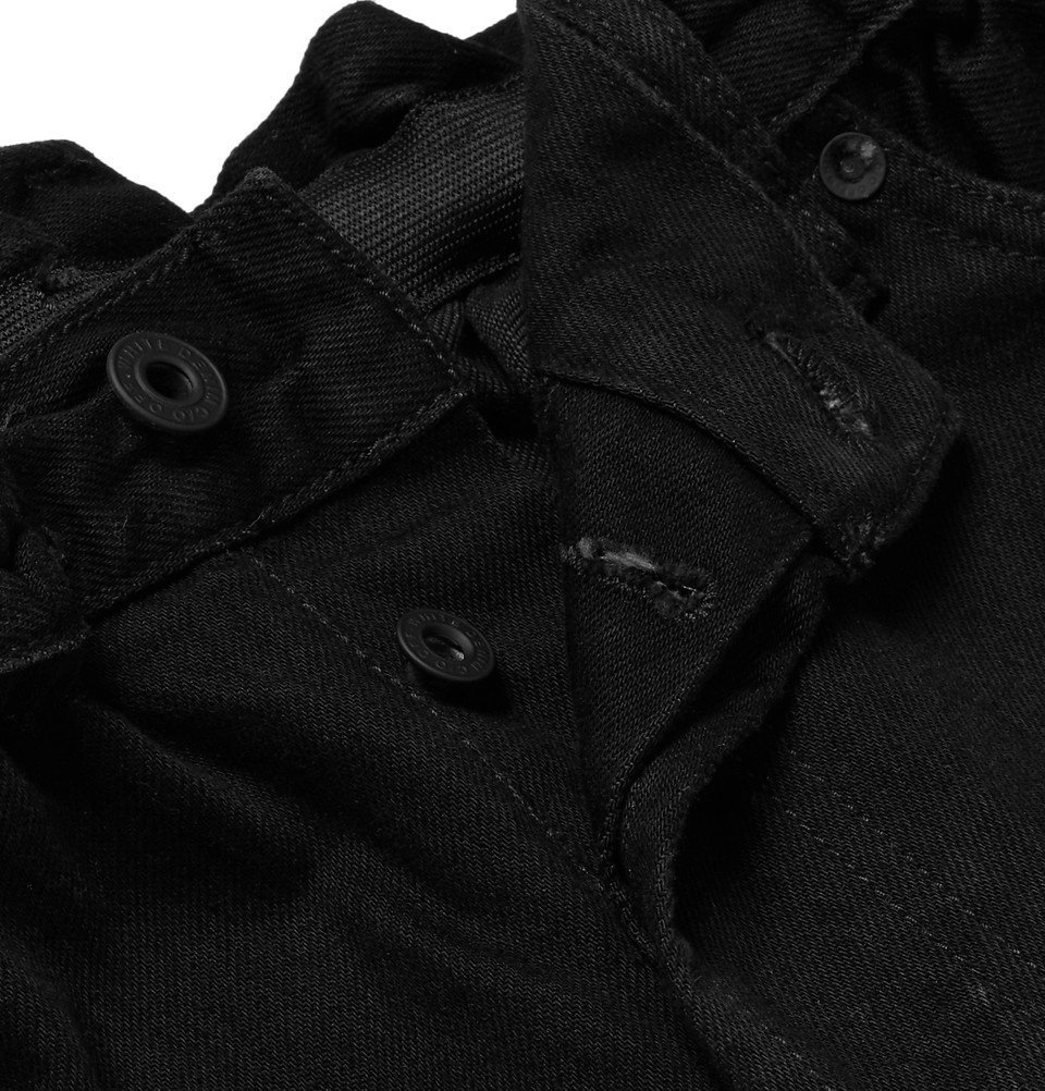 Off-White - Tapered Embroidered Denim Jeans - Men - Black