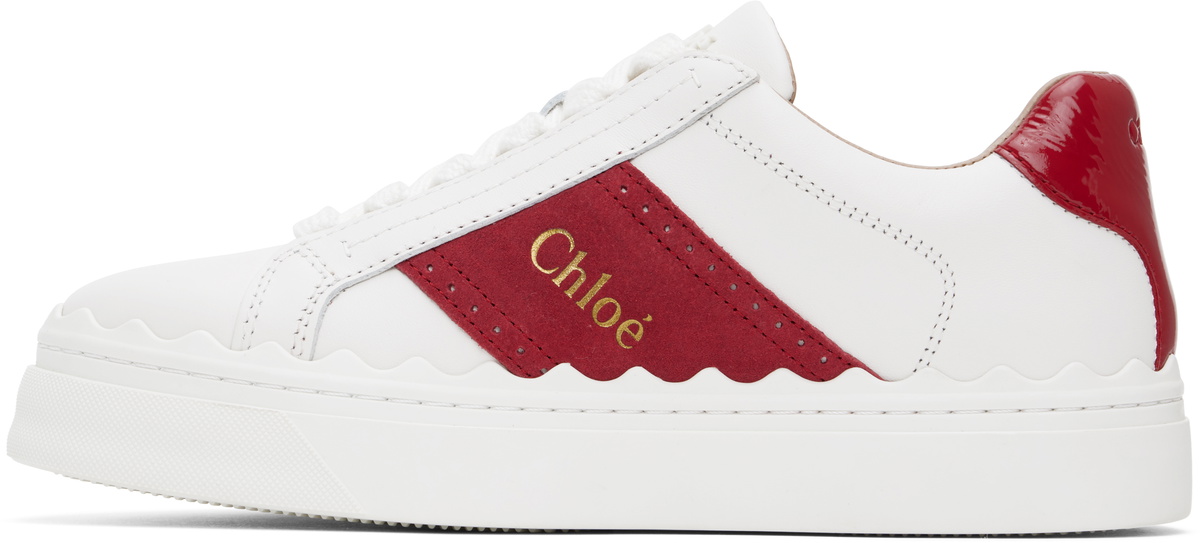 Chloé White & Red Lauren Sneakers Chloe