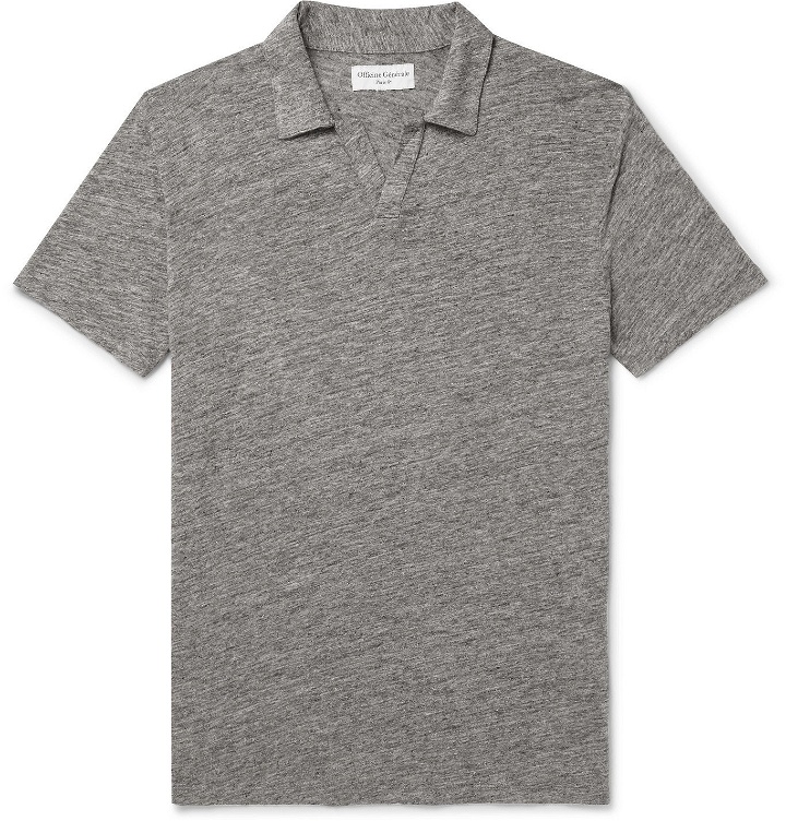 Photo: Officine Générale - Simon Garment-Dyed Linen Polo Shirt - Gray