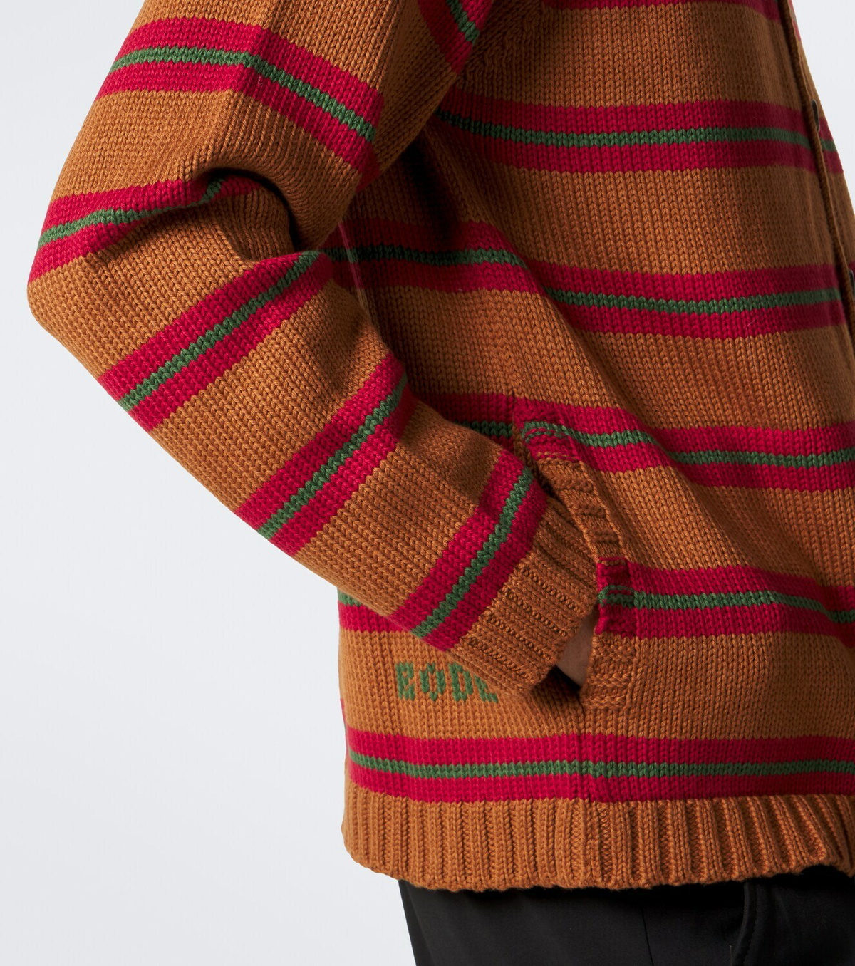 Bode Holly striped cotton and wool cardigan