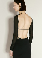 Saint Laurent Long-Sleeve Georgette Bodysuit