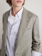 Brunello Cucinelli - Button-Down Collar Striped Cotton-Poplin Shirt - White