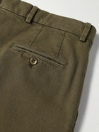 Loro Piana - Tapered Pleated Stretch Cotton-Twill Trousers - Green