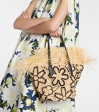 Oscar de la Renta Floral crochet straw basket bag