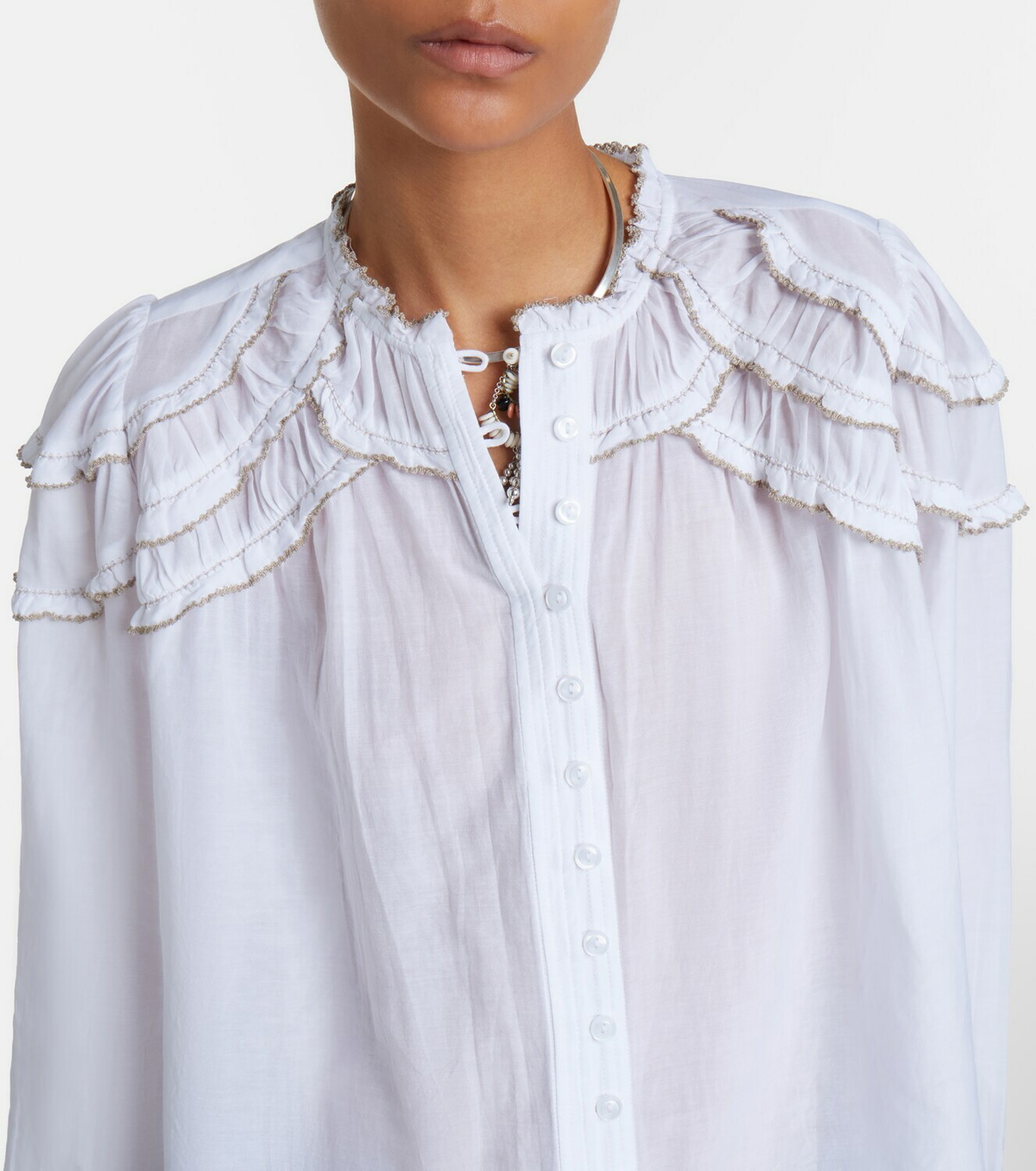 Marant Etoile Christa ruffled cotton-blend blouse