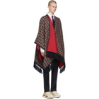 Gucci Navy and Red Wool Poncho