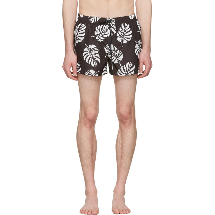 Photo: Dolce and Gabbana Black Leaf Swim Shorts