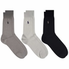 Polo Ralph Lauren Men's Pony Cotton Socks - 3 Pack in Black/Grey