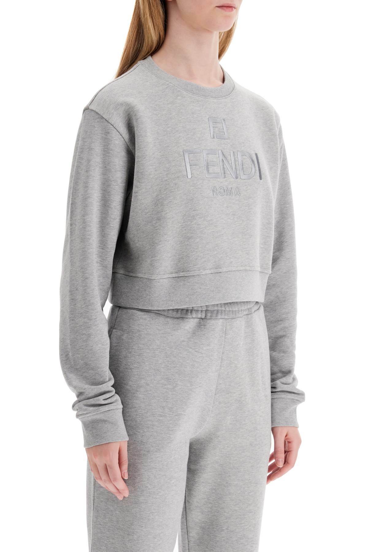FENDI 'cropped sweatshirt with embroidered logo Grey Fendi