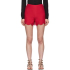 Valentino Red Crepe Stud Shorts