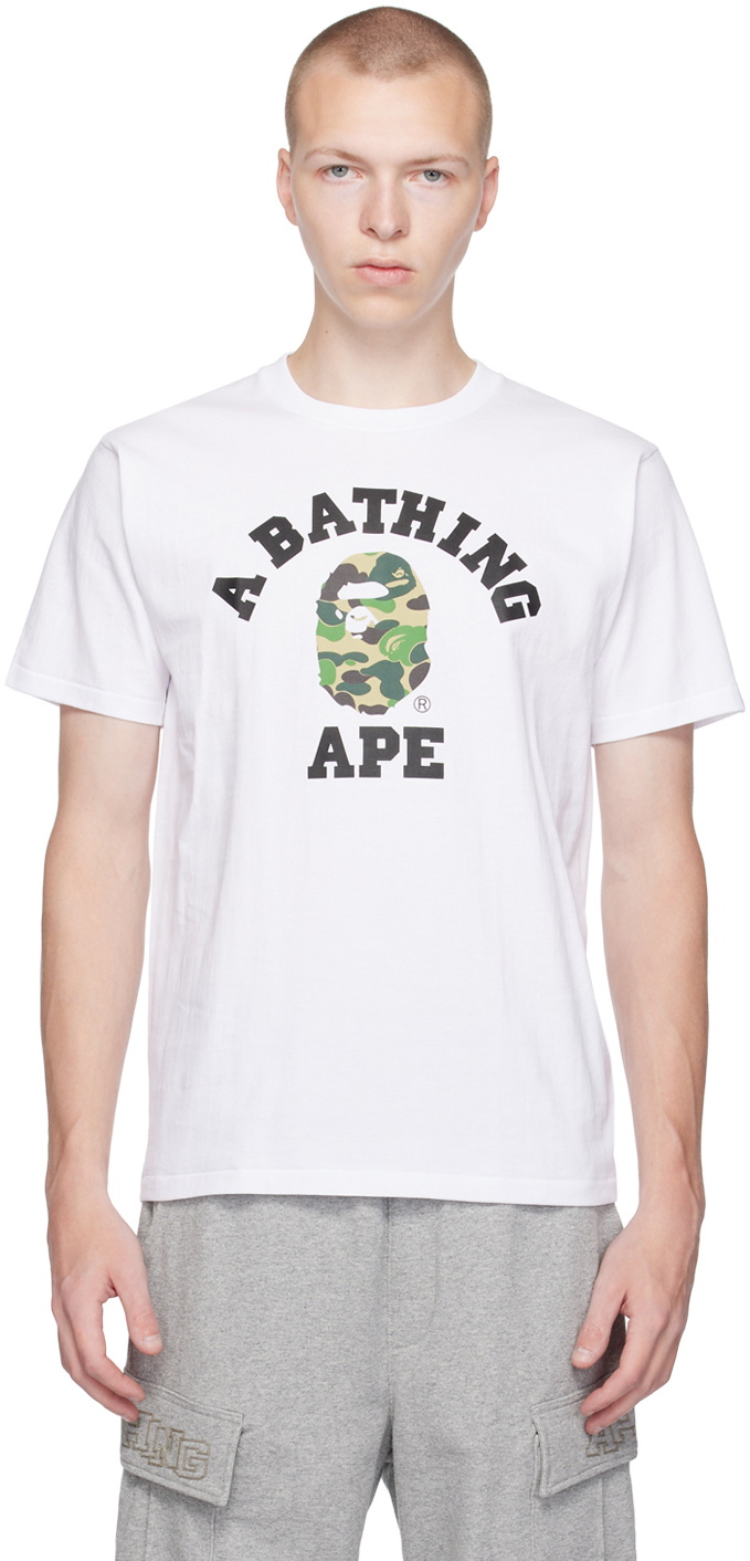 BAPE White ABC Camo College T-Shirt A Bathing Ape