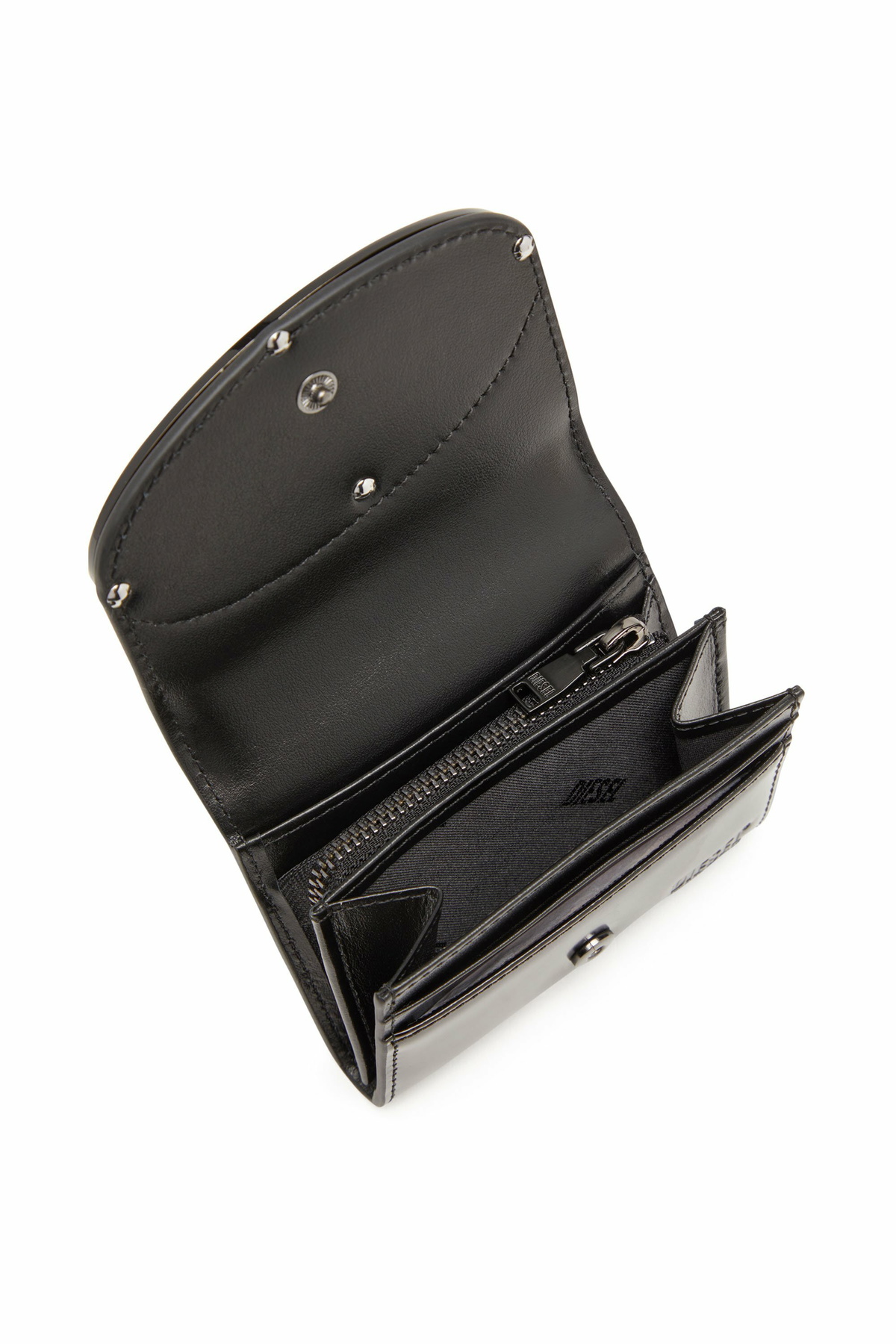 Diesel Bi-fold card holder in mirrored leather - Small Wallets Womens in Black