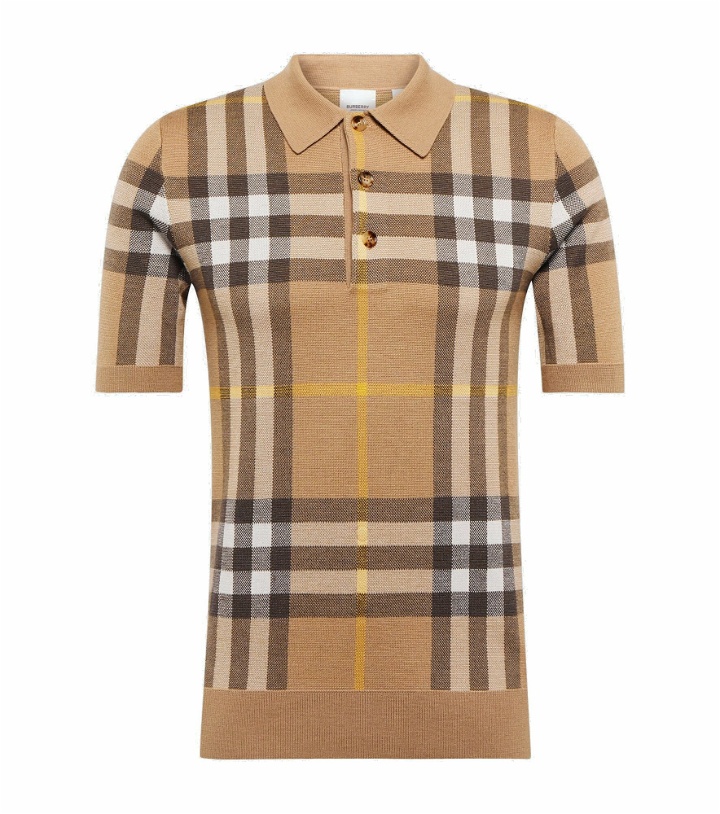Photo: Burberry - Checked silk and wool polo sweater