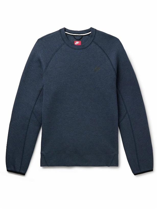 Photo: Nike - Logo-Print Cotton-Blend Tech Fleece Sweatshirt - Blue