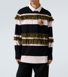 Simone Rocha Ruffled striped cotton polo shirt