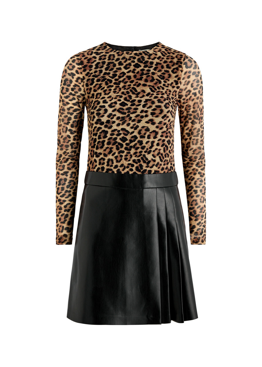Alice + Olivia Chara Leopard-print Tulle and Faux Leather Mini Dress Alice + Olivia Alice + Olivia Chara Leopard-print Tulle and Faux Leather Mini Dress Alice + Olivia
