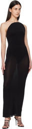 ALAÏA Black Sculpture Jersey Maxi Dress