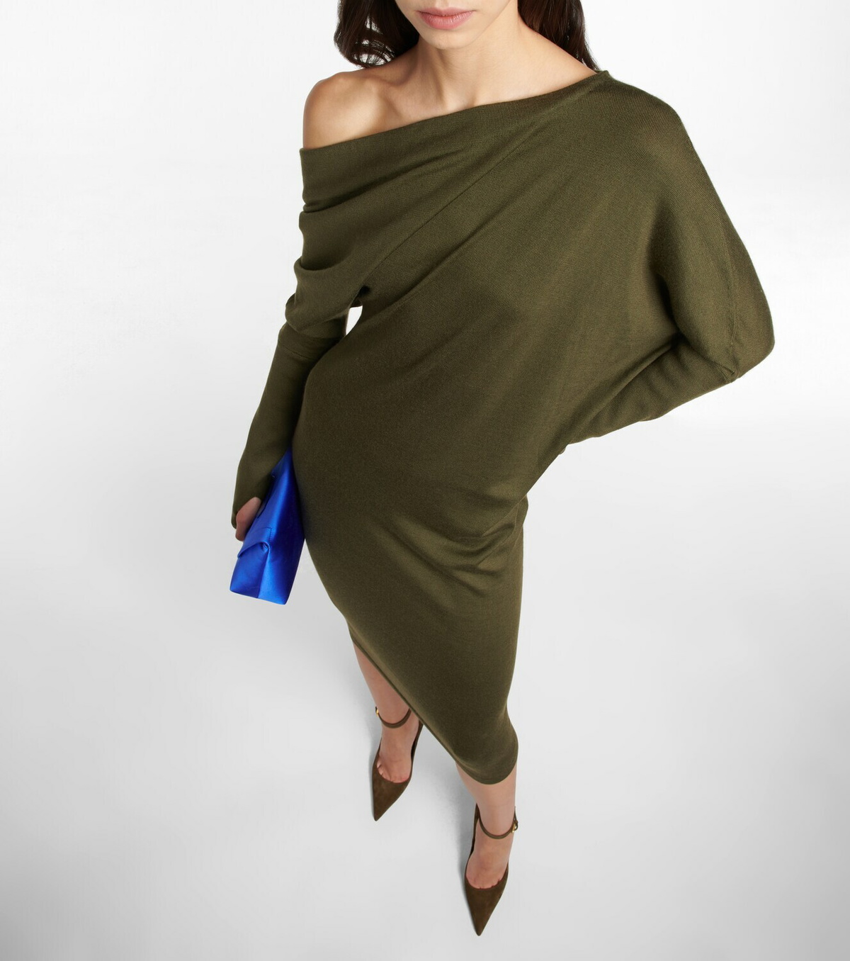 Tom Ford Cashmere and silk off-shoulder midi dress TOM FORD