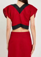 Liberowe Havi Panelled Cropped Linen top Red