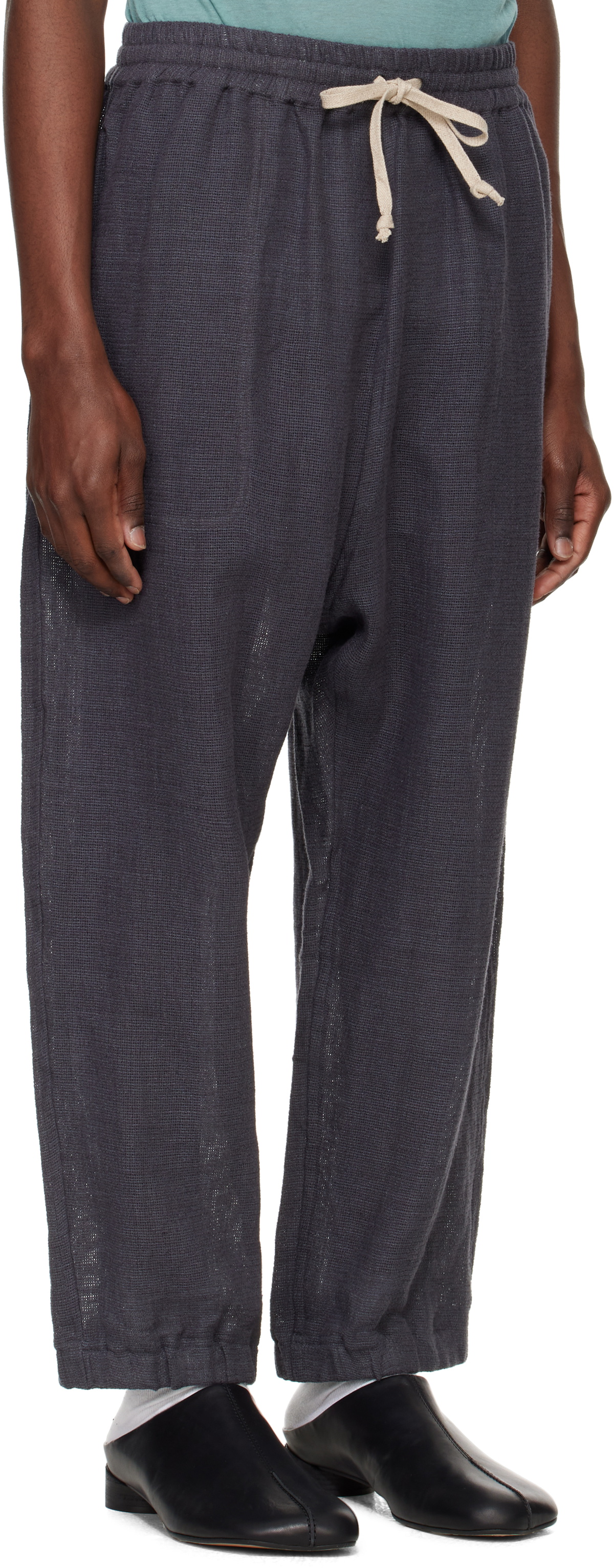 Jan-Jan Van Essche Gray O-Project Mesh Cloth Woven Sweatpants