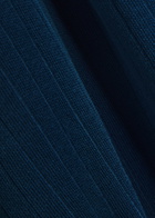 Oliver Spencer Fine-knit Ribbed Cotton Polo Shirt Navy