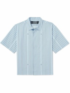 Jacquemus - Logo-Print Striped Cotton-Poplin Shirt - Blue