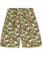 Marni - Wide-Leg Pleated Floral-Print Woven Bermuda Shorts - Black
