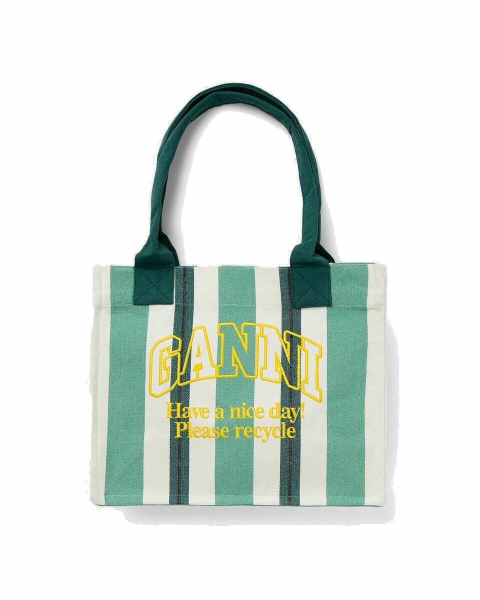 Photo: Ganni Large Easy Shopper Stripes Multi - Womens - Tote & Shopping Bags