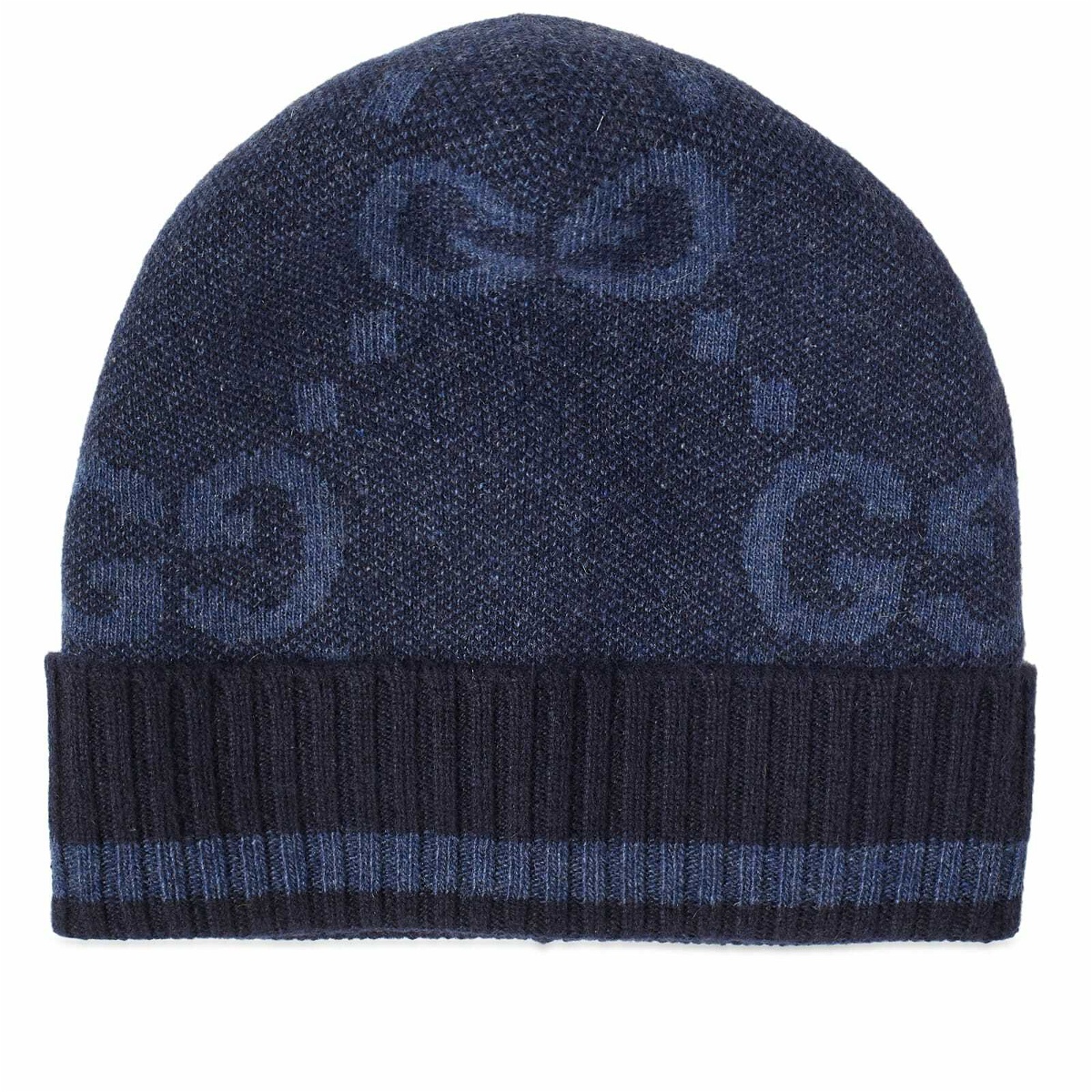 Photo: Gucci Men's GG Cashmere Beanie Hat in Petrol Blue/Sky Blue