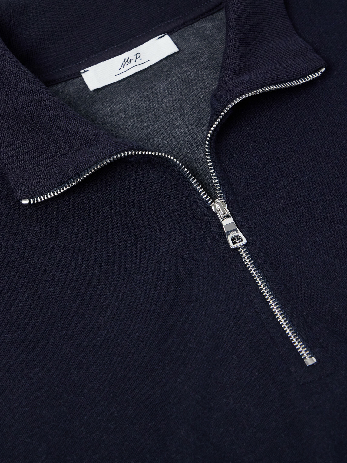 Mr P. - Cotton-Blend Double-Faced Jersey Half-Zip Sweatshirt - Blue