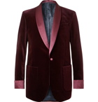 Favourbrook - Burgundy Slim-Fit Satin-Trimmed Cotton-Velvet Tuxedo Jacket - Burgundy
