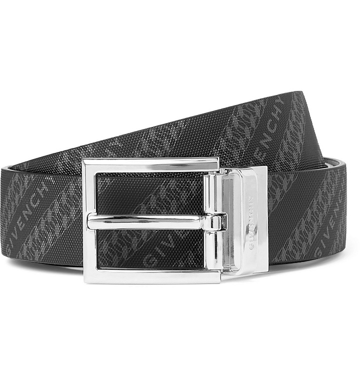 Photo: Givenchy - 3cm Reversible Logo-Print Canvas and Leather Belt - Black