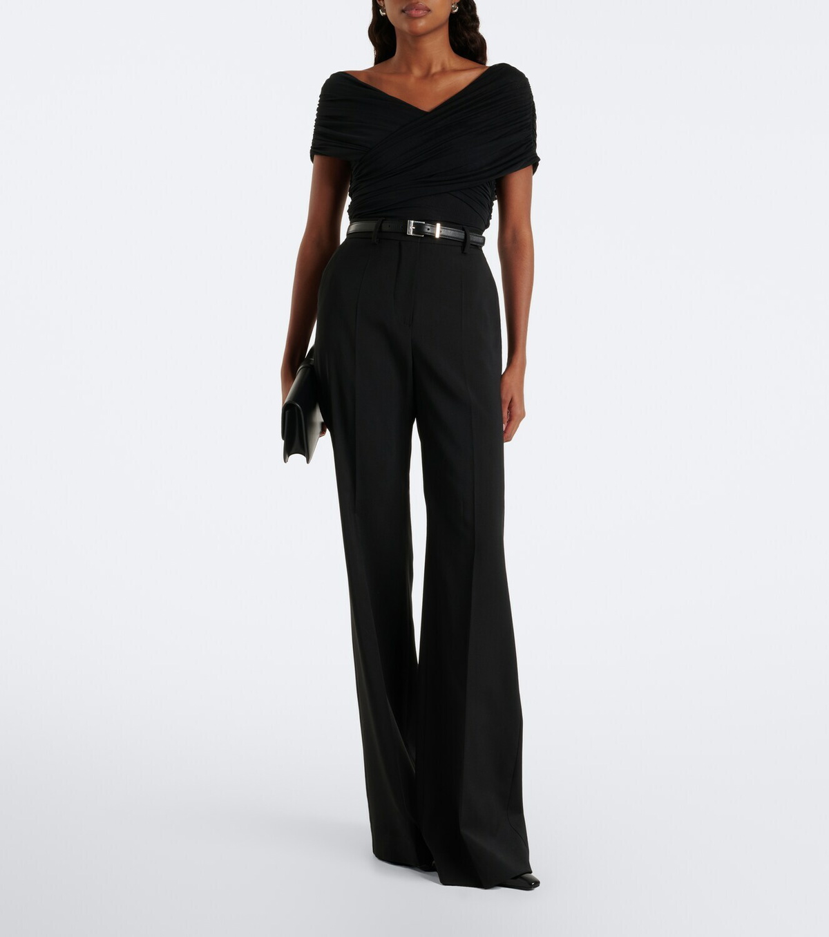 SIR Off-shoulder ruched mesh bodysuit