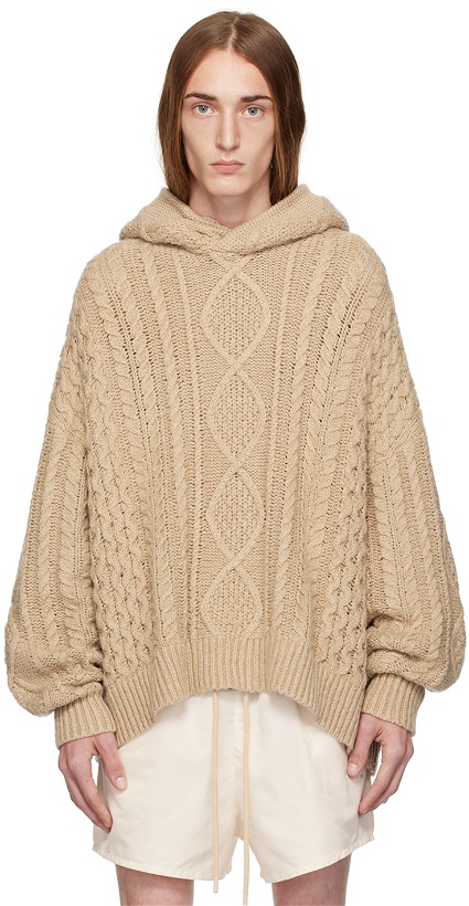 Photo: Fear of God ESSENTIALS Beige Cable Hoodie