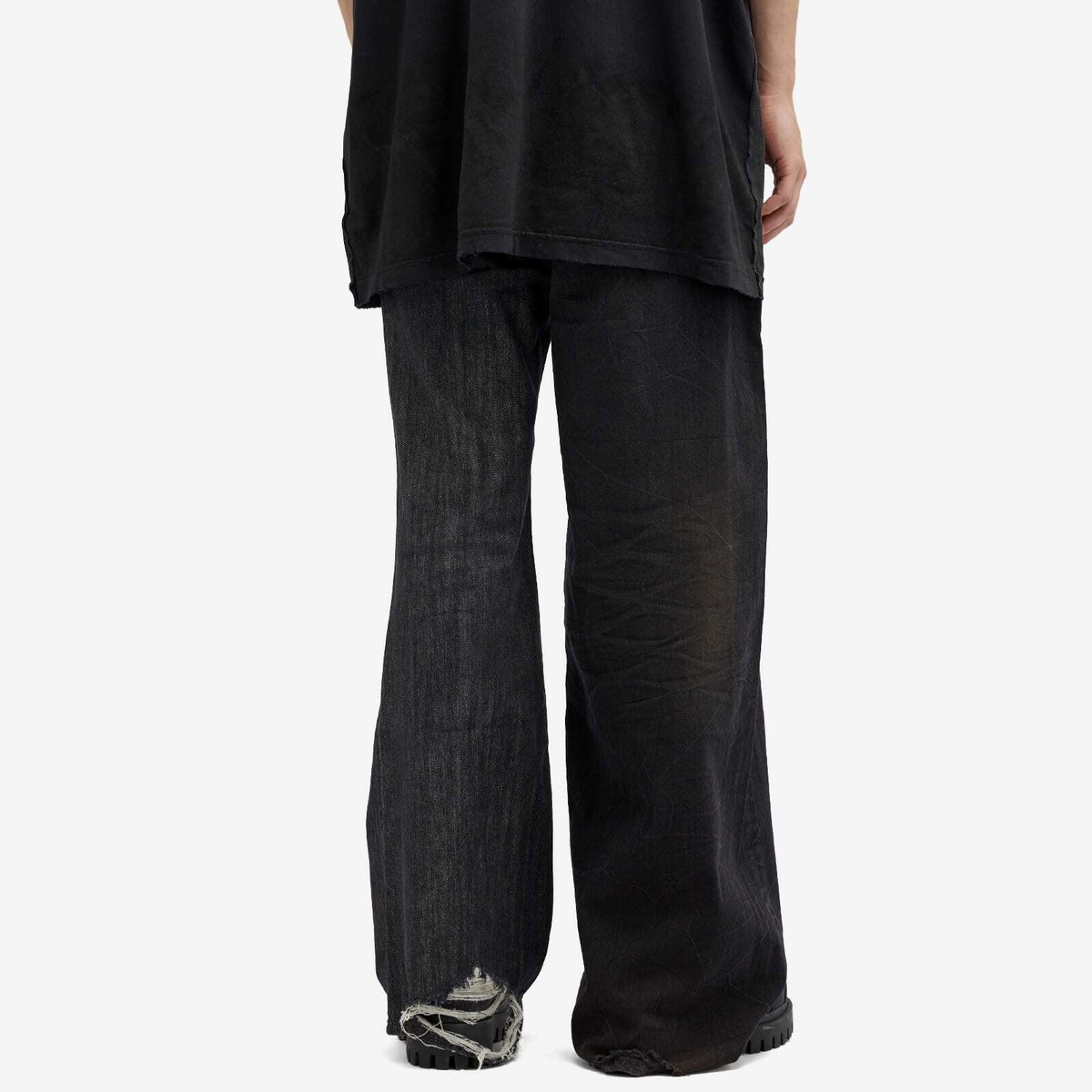 Balenciaga Men's Fifty-Fifty Jeans in Light Blk + Blk Ring Balenciaga