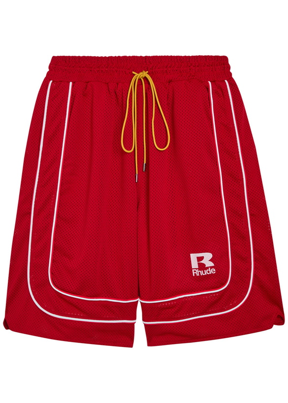 Photo: Rhude Pipe-trimmed Mesh Shorts Red