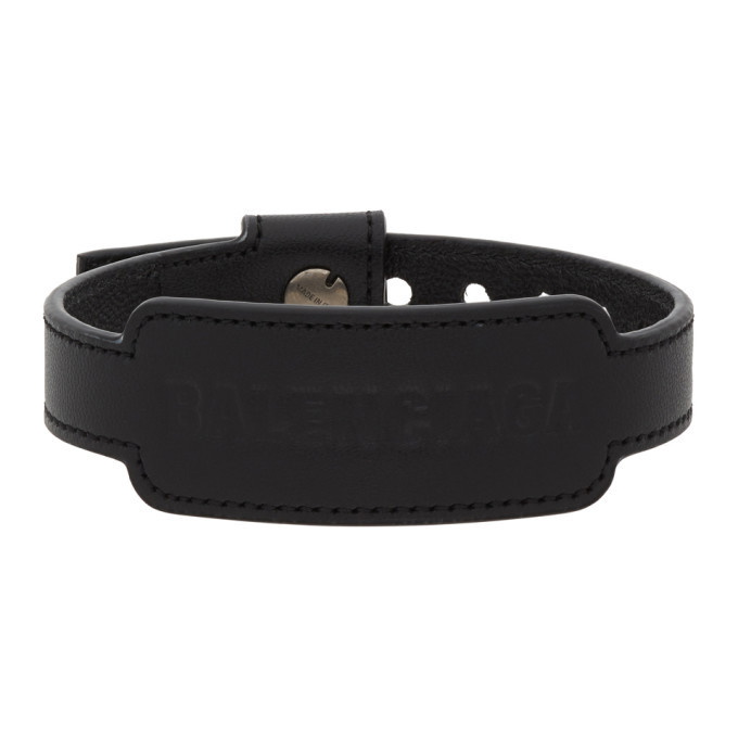 Balenciaga Black Leather Cash Bracelet Balenciaga