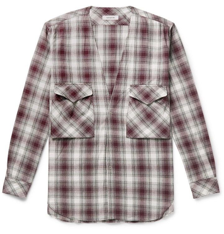 Photo: nonnative - Carpenter Checked Cotton-Flannel Shirt - Burgundy