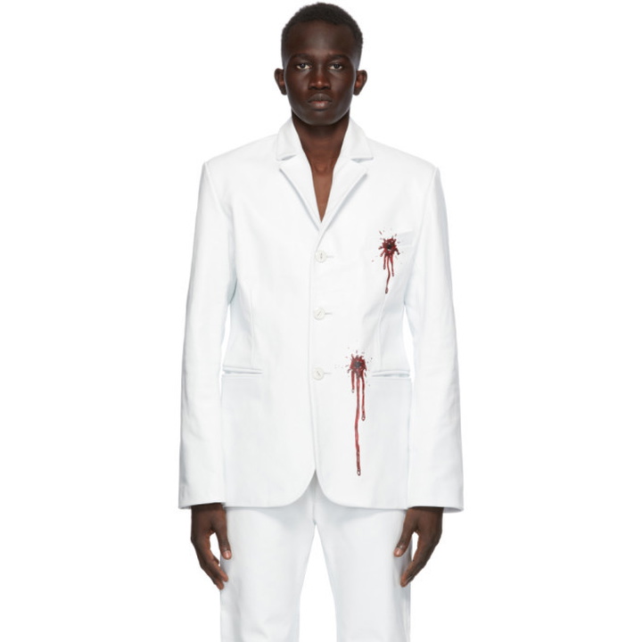 Photo: Mowalola White Leather Bloody Blazer