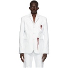 Mowalola White Leather Bloody Blazer