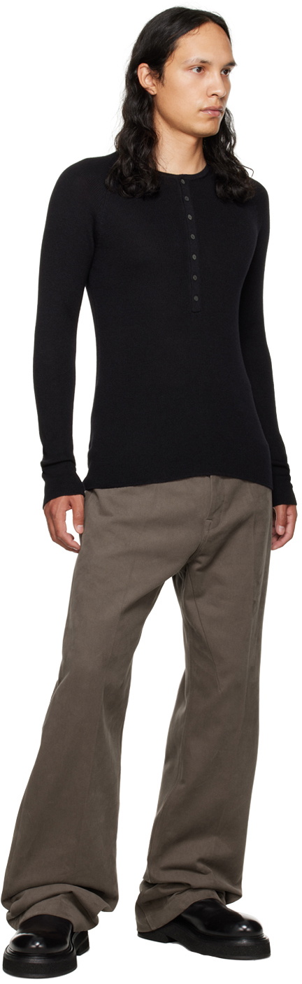 Label Under Construction Black Grandad Neck Thermal Henley