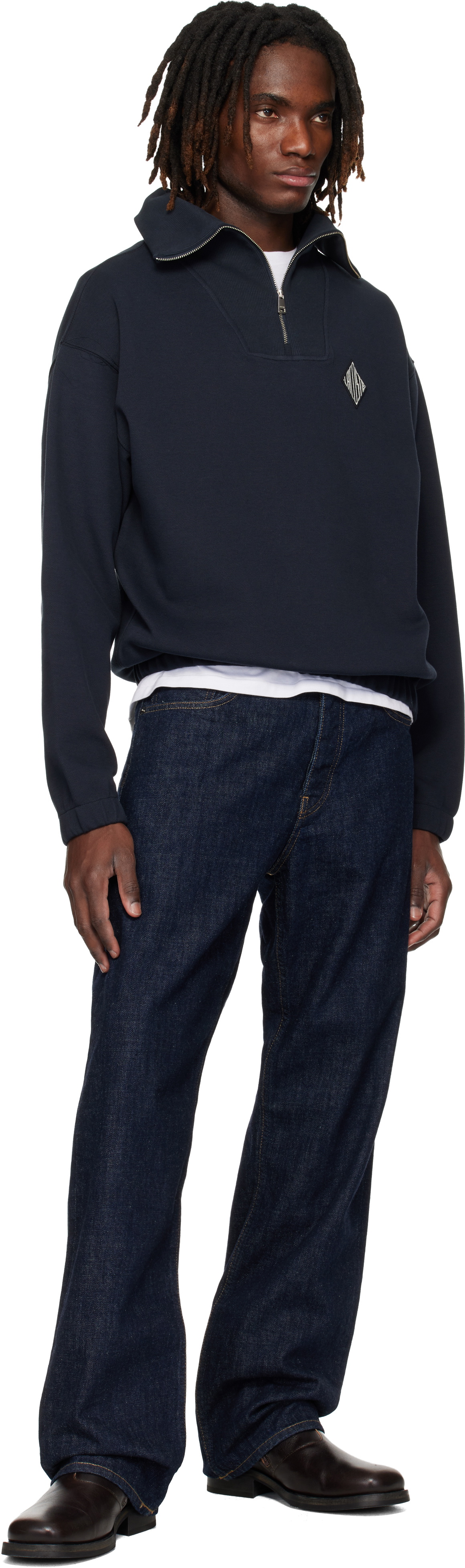 Lacoste Black Loose Fit Zipped Neck Piqué Sweatshirt