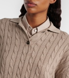Brunello Cucinelli Cable-knit cotton-blend polo sweater